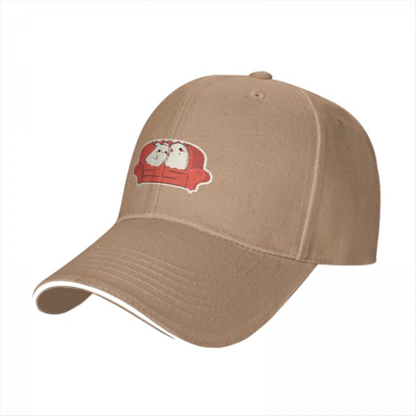 Black baseball cap with cute ghost unicorns sitting on red couch print