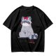 Olive T-shirt with Cute Raccoon Wearing Red Bow Graphic