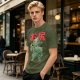Olive T-Shirt With Cute Dinosaur Holding Its Own Butt Japanese Print