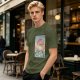 Olive T-shirt with Japanese style dragon and lightning graphic print