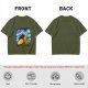 Olive T-Shirt with Starry Night Cat and Sunflowers Art Print