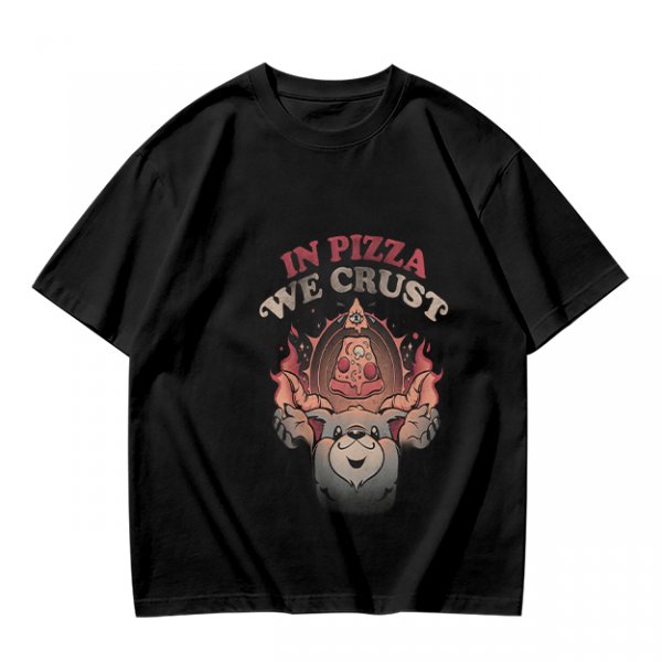 Olive T-Shirt With 'In Pizza We Crust' Pizza Dog Graphic