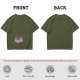 Olive Green T-Shirt With Upside Down Rat Graphic Print