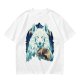 Olive T-Shirt With White Wolf And Howling Wolf Moon Graphic