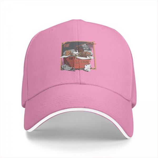 Black Baseball Cap With Kittens In Takeout Noodle Box Graphic