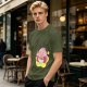 Olive T-shirt Featuring Kirby Eating Ramen on a Warp Star