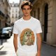 Olive Green T-Shirt Featuring a Frog Eating Spaghetti Graphic