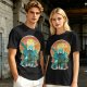 Olive Green T-Shirt With Fantasy Hero Silhouette Landscape Art