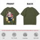 Olive T-shirt with Bomberman Character Eating Ramen Print