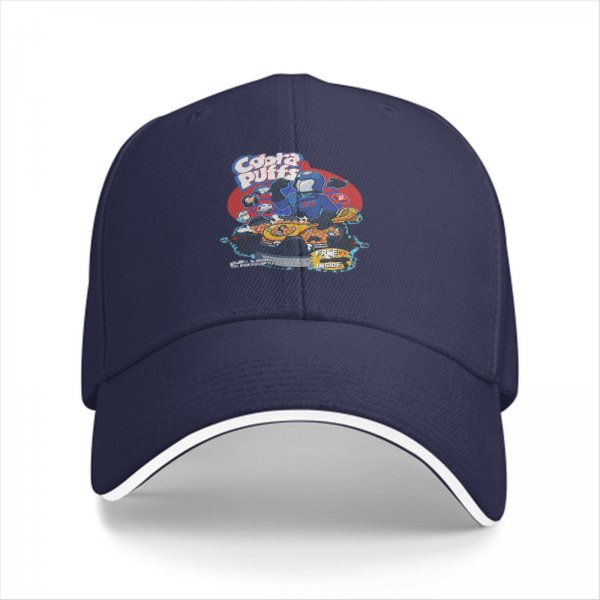 Black Baseball Cap With Cobra Puffs Graphic Print