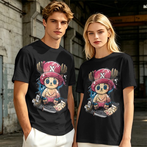 Olive T-shirt with One Piece Tony Tony Chopper Graphic Print