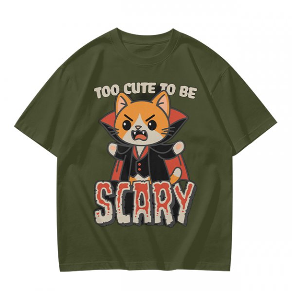 Too Cute To Be Scary Vampire Cat Graphic T-Shirt