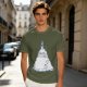 Olive T-shirt with Totoro in Snow and Small Blue Creature Print