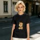 Olive Green T-Shirt with Cute Tiger Holding Coffee Mug Print