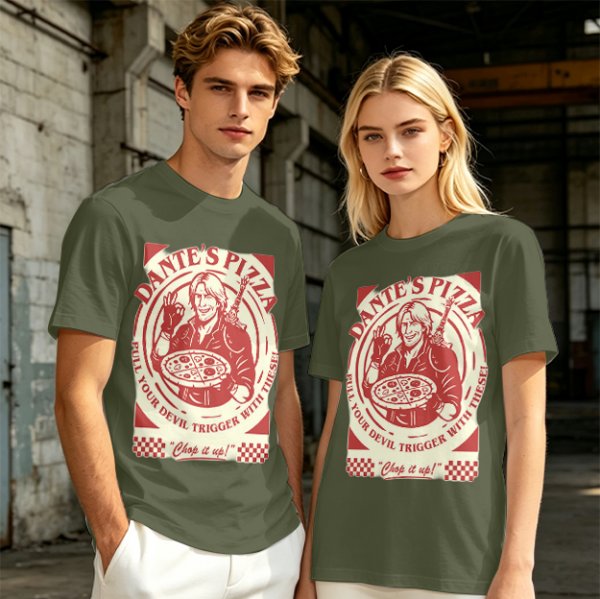 Dante's Pizza Devil Trigger Themed Graphic T-Shirt