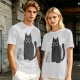 Oversized Olive T-Shirt With Cute Black Cat Graphic Print