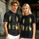 Olive Green T-Shirt with Cartoon Avocado Fitness Characters Print