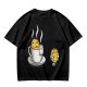 Olive T-Shirt With Funny Cookie In Coffee Cup Print