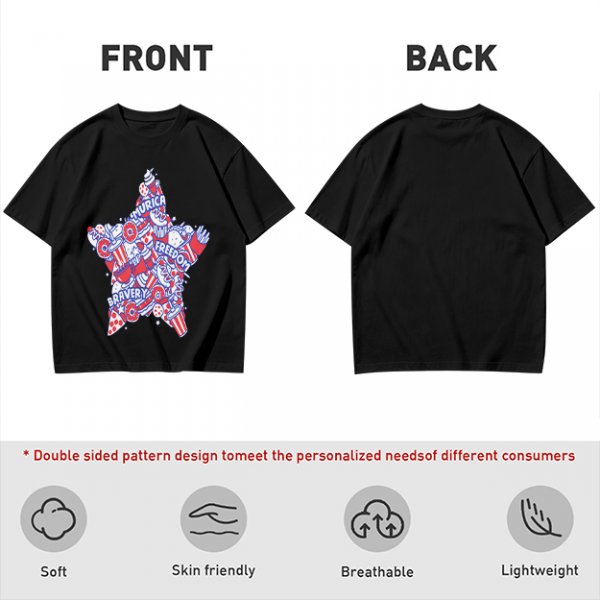 Olive T-Shirt With Patriotic Star Fast Food Print