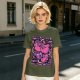 Olive T-shirt with playful bear-fruit graphic print