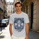Olive T-shirt with Straw Hat Pirates Wanted Pirate Emblem Print