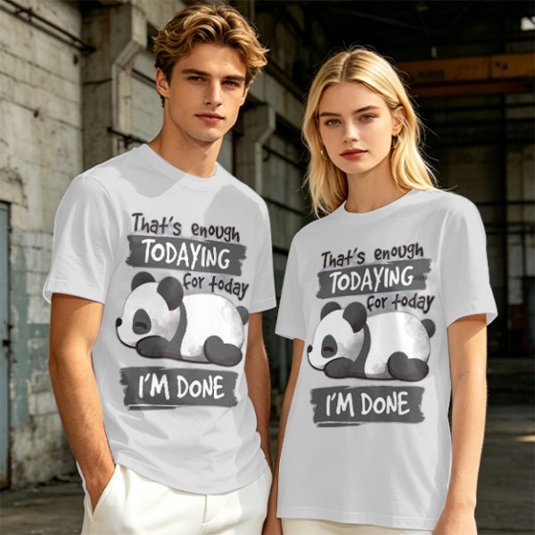 Oversized Graphic T-Shirt with Tired Panda 'That's Enough Todaying For Today I'm Done'