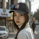 Black baseball cap with Catzilla monster cat graphic print