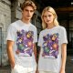 Olive T-Shirt With Cute Occult Monster And Spell Book Print