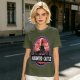 Olive T-Shirt with Haunted Castle Silhouette Graphic Design