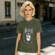 Olive t-shirt with Black Coffee gothic angry cup pentagram print