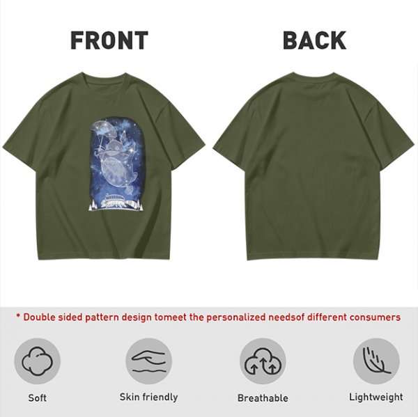 Olive T-Shirt With Constellation Totoro Starry Night Print