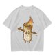 Olive T-Shirt With Surprised Burning Marshmallow Graphic