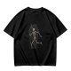 Olive t-shirt with skeleton running from starry coffin graphic