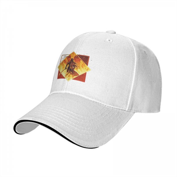 Black Baseball Cap With Fiery Warrior Silhouette Graphic