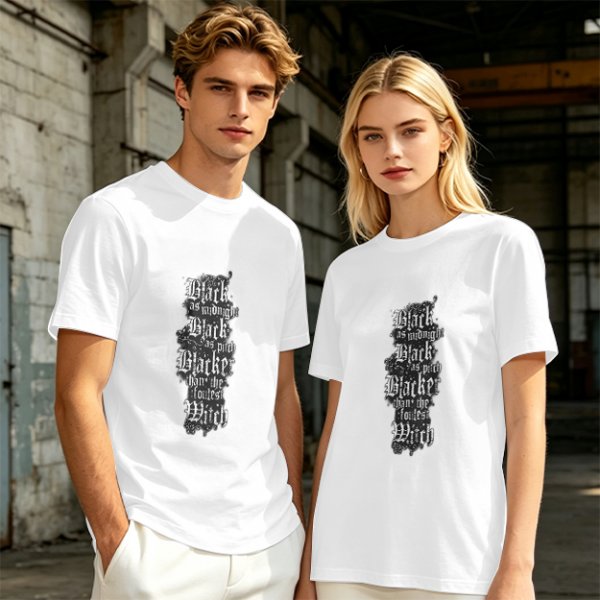 Olive Green T-Shirt with Gothic Witch Themed Text Print