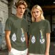 Oversized Olive T-Shirt With Sad Clouds And Rainbow Drip Graphic