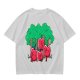 Olive T-Shirt With Cartoon Anthropomorphic Apples In Forest Print
