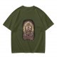 Olive T-Shirt With Totoro and Small Spirits Graphic Print