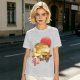 Olive t-shirt with Japanese cat bus and sun graphic