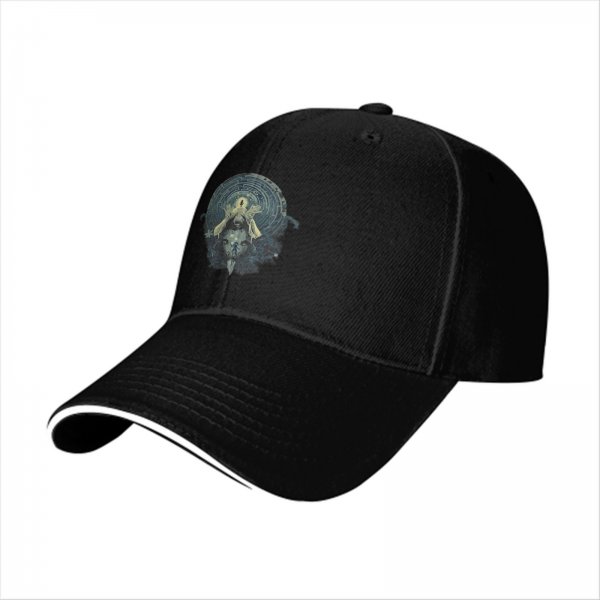 Black baseball cap with mystical occult graphic print
