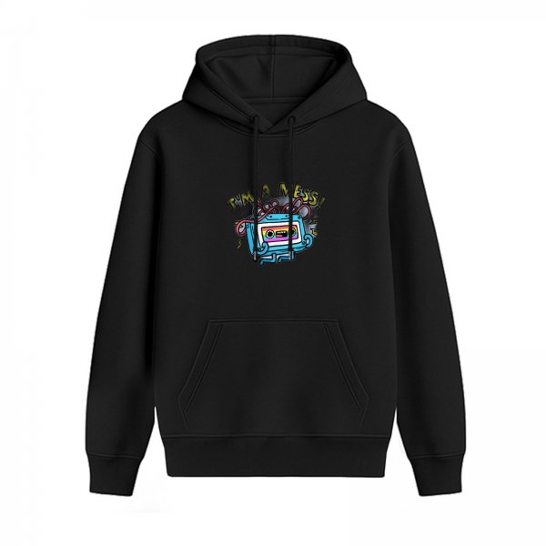 Black Hoodie With Retro Cassette Tape 'I'm A Mess' Graphic
