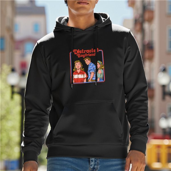 Distracted Boyfriend Meme Graphic Black Hoodie