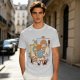 Olive Green T-Shirt With Cartoon Artist Painting Self Portrait Artwork