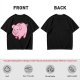 Olive Green T-Shirt With Cute Pink Piggy Bank Graphic Print