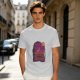 Olive T-Shirt with Purple Sunset Boat Scene Graphic