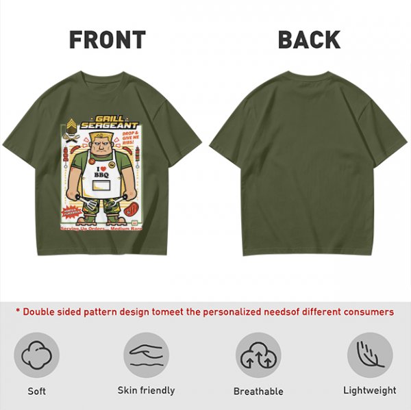 Grill Sergeant I Love BBQ T-Shirt with Funny Military BBQ Art