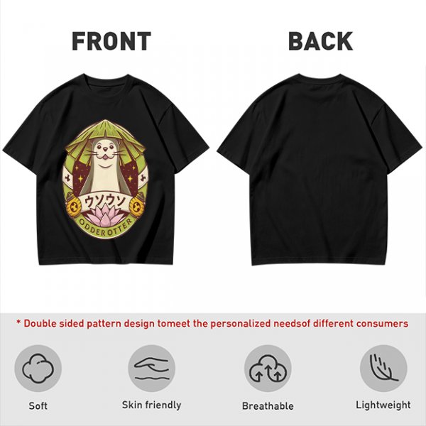 Otter with Straw Hat Graphic Tee Design