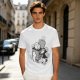 Olive T-Shirt With Playful Cats Emerging From Printer Graphic