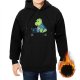 Black hoodie with programmer dinosaur graphic design