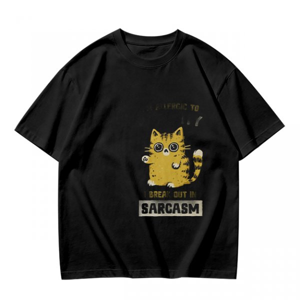Olive Graphic T-Shirt With Sarcasm Cat Print